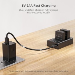 K&F Concept EN-EL15 Battery and Charger Pack - 2 Batteries + Dual Charger